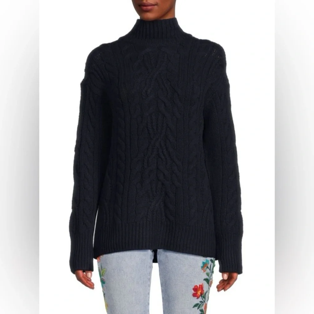 Vince Oversized Cable-Knit Wool Blend Sweater in Coastal Navy New Size Small